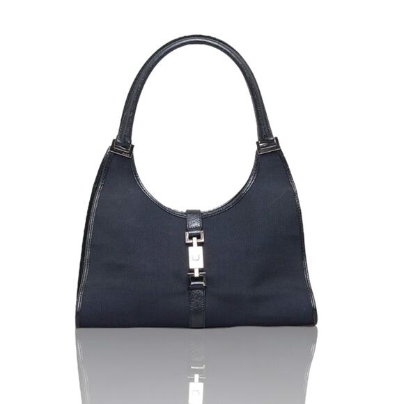 Gucci Jackie Bag - Black Canvas with Leather Trim and Silver Hardware - Picture 1 of 11